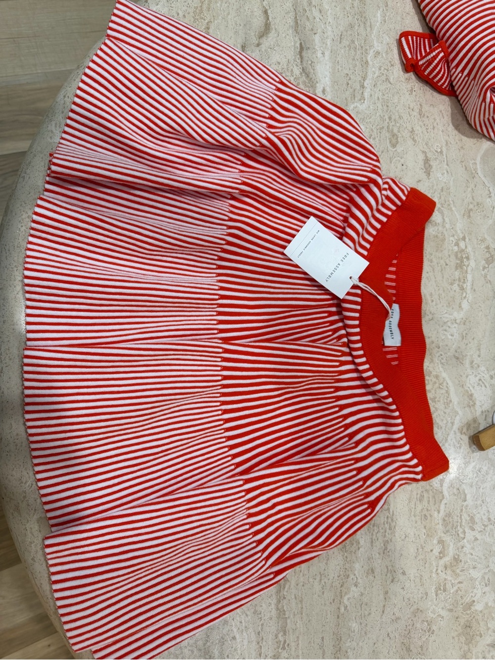 Striped Red and White Knit Skirt